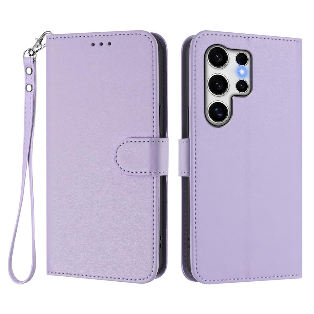 Étui Samsung S22 violet clair bracelet cuir portefeuille rabat - 8