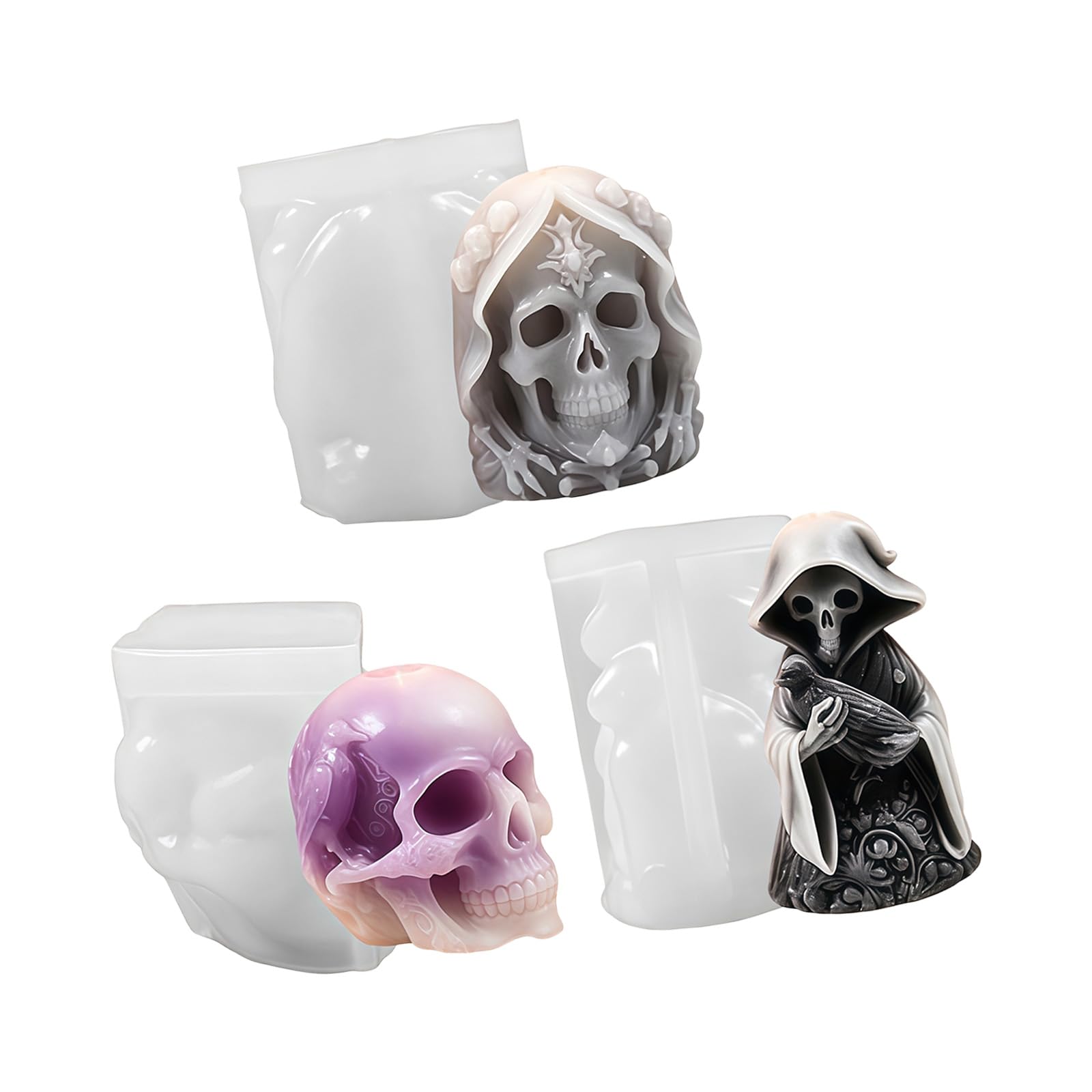 Elnwnnkc Making Mold 3D Epoxy Resin Decorations Skull Mold Silicone Craft Pendants Castings Craft Tool Castings