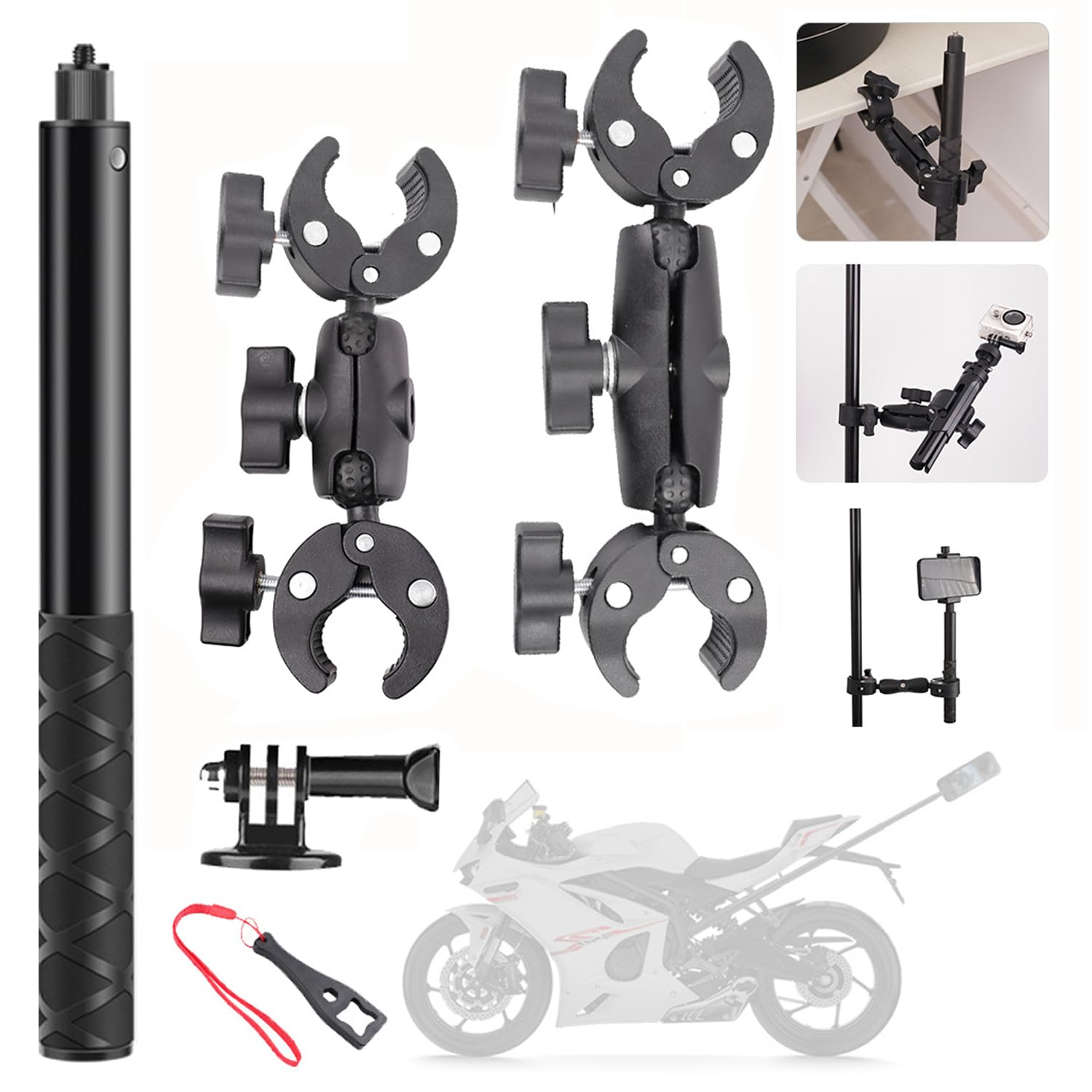 para Insta 360 x4 Accesorios,Soporte De Cámara,Rotación De 360 Grados,Abrazadera Doble,Aluminio,Estabilidad Doble,para Insta360 x4,x3,x2,para One RS,para Ace,Ace Pro