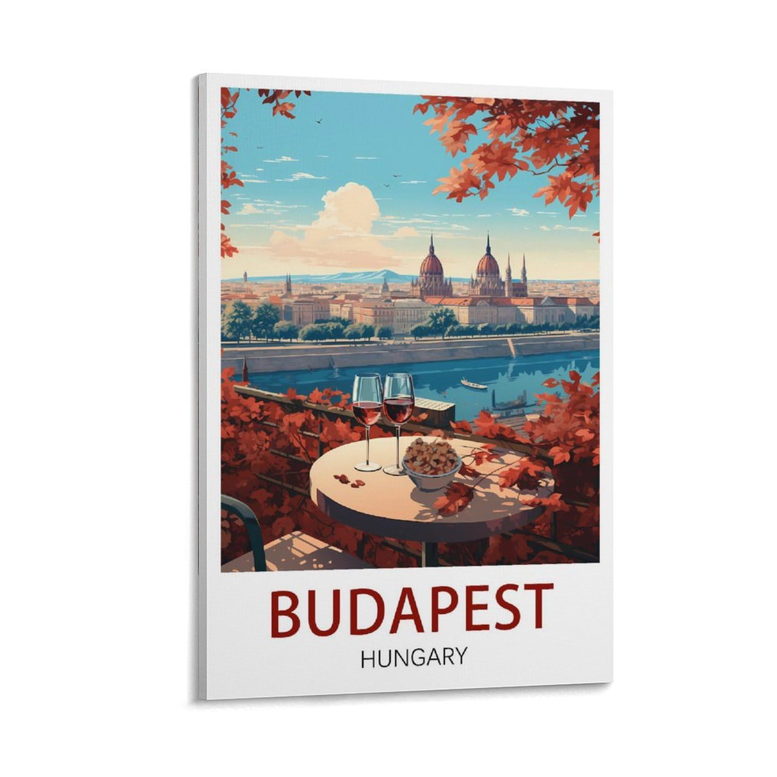 Lhjoiun Frame-Style Budapest Hungary Vintage Travel Poster 08X12inch(20X30cm) Art Canvas Print For Living Room Bedroom Home Decoration Modern Art