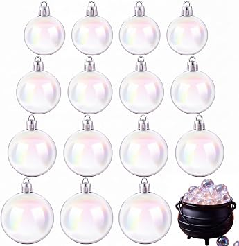 Kathfly 16 Pcs Halloween Clear Cauldron Bubbles, Iridescent Ornament Balls