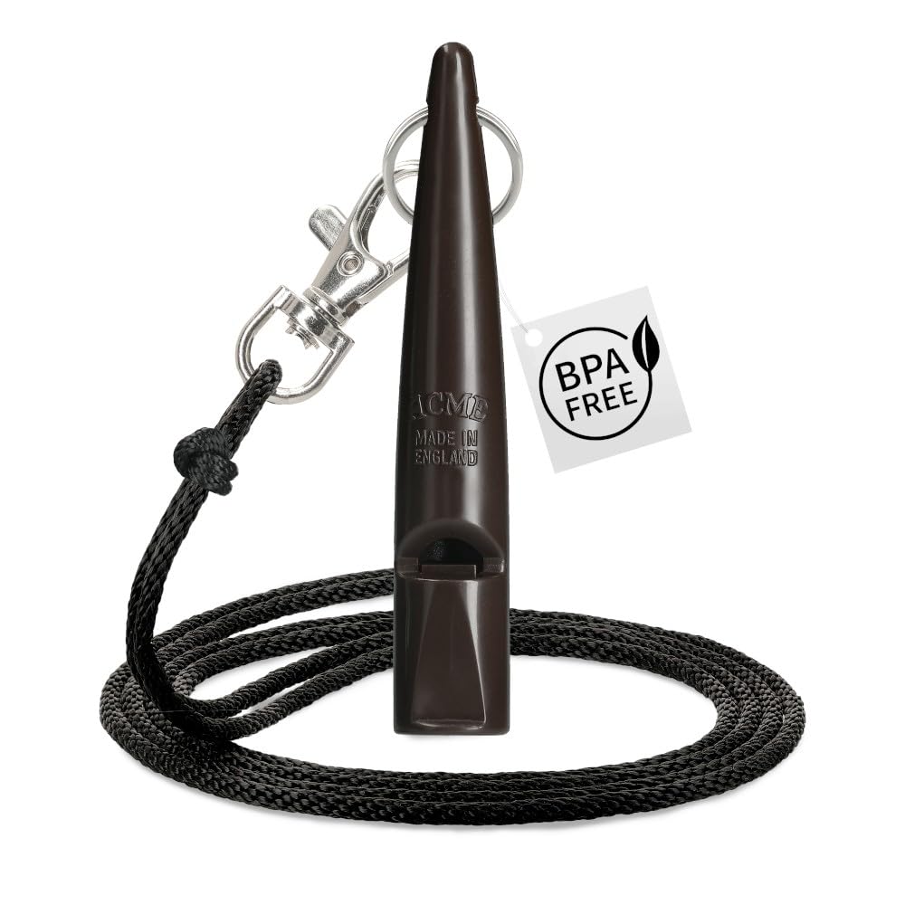 Silbato para perros Acme N.º 210,5 + cordón de silbato gratuito, original de Inglaterra, ideal para el entrenamiento canino, material robusto, frecuencia estándar, alta y de gran alcance (marrón chocolate)