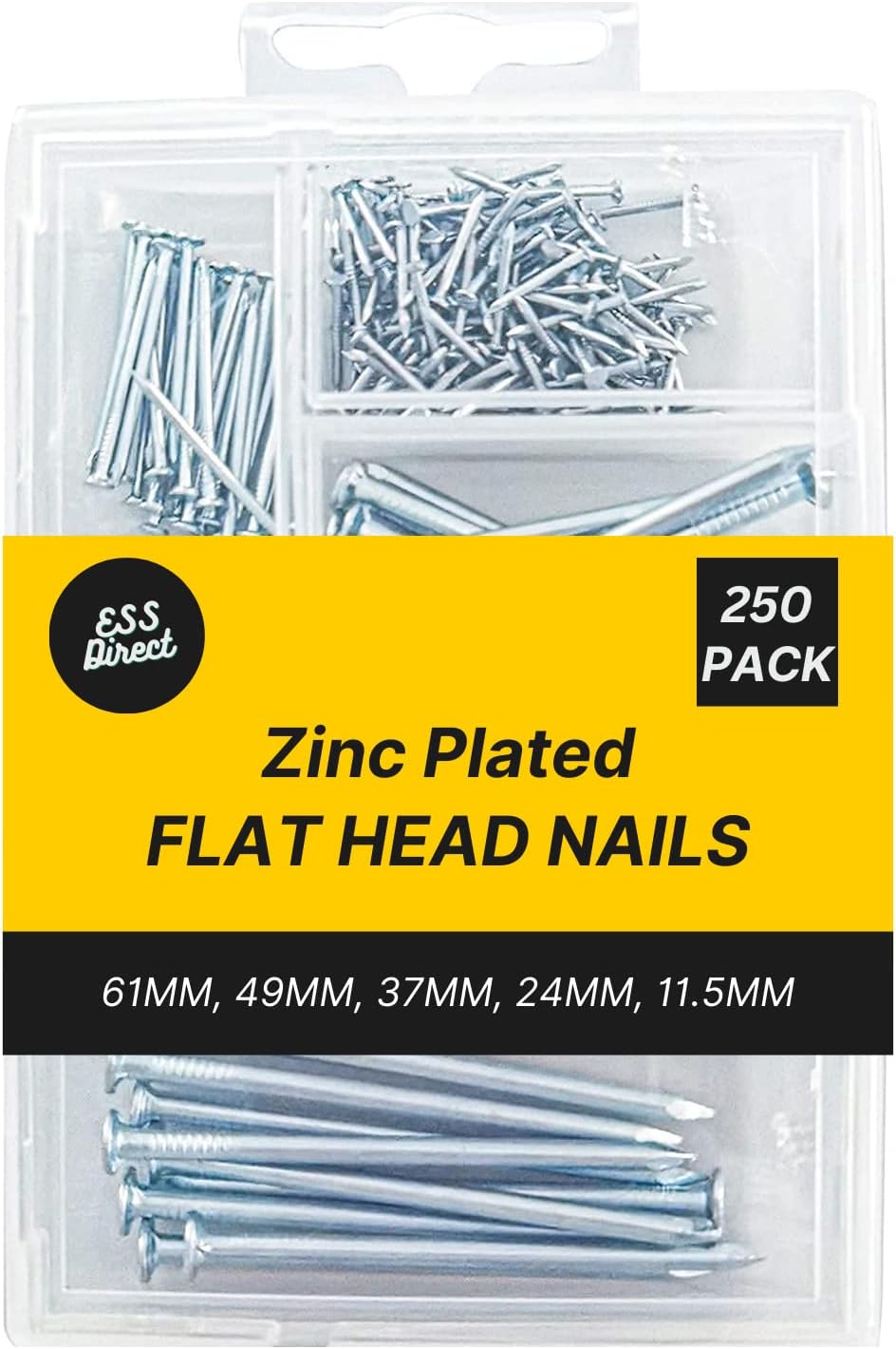 250pk Assorted Nails for Wood Iron Nails for Hanging Pictures, Long