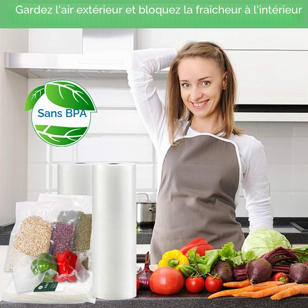 O2frepak 300 Sacs 20x30cm Sacs Machine Sous Vide Alimentaire,sans BPA et LFGB Sac de Congelation Sous Vide,Compatible Avec n'importe Quelle Scelleuse Sous Vide