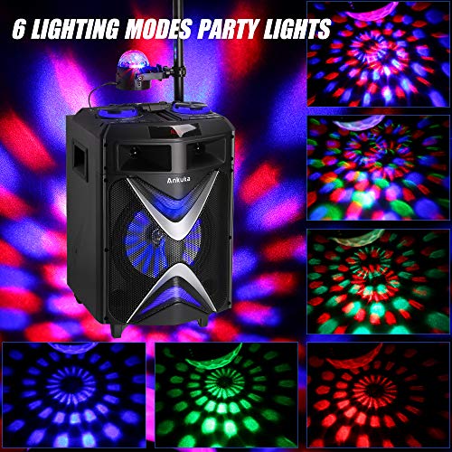 Portable Karaoke Machine for Adults and Kids, Ankuka Bluetooth PA Speaker Sound System with USB Disco Lights, 2 Wireless Microphones and Microphone Stand for Party Karaoke, Gifts for Boys and Girls - Thumbnail 2