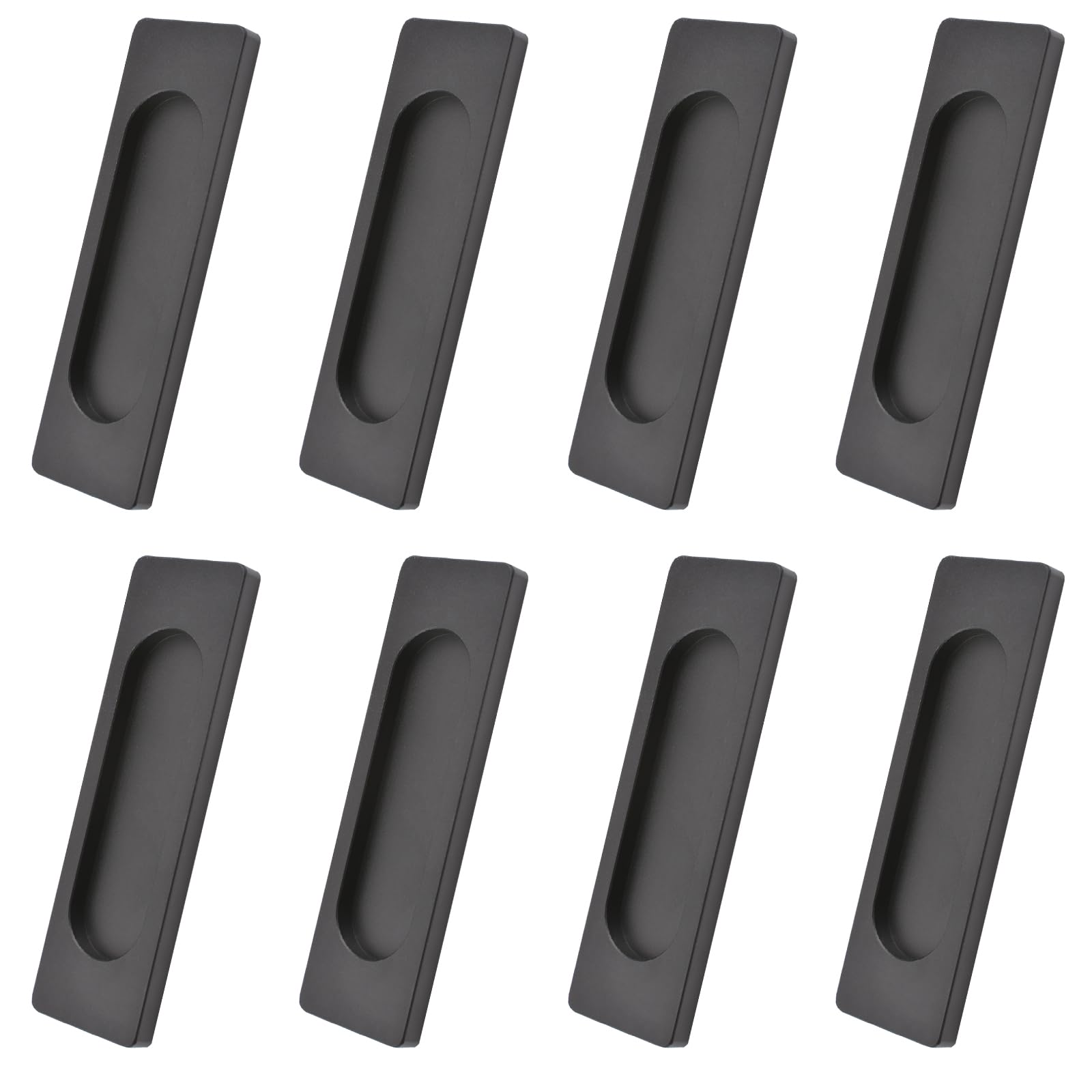 MOROBOR Self-Stick Rectangular Sliding Door Pulls, 8 pcs Aluminum Alloy Hidden Recessed Pull Punch-Free Handle for Sliding Barn Door Closet Cabinet Drawer Wardrobe, Matte Black/100mm — image 1