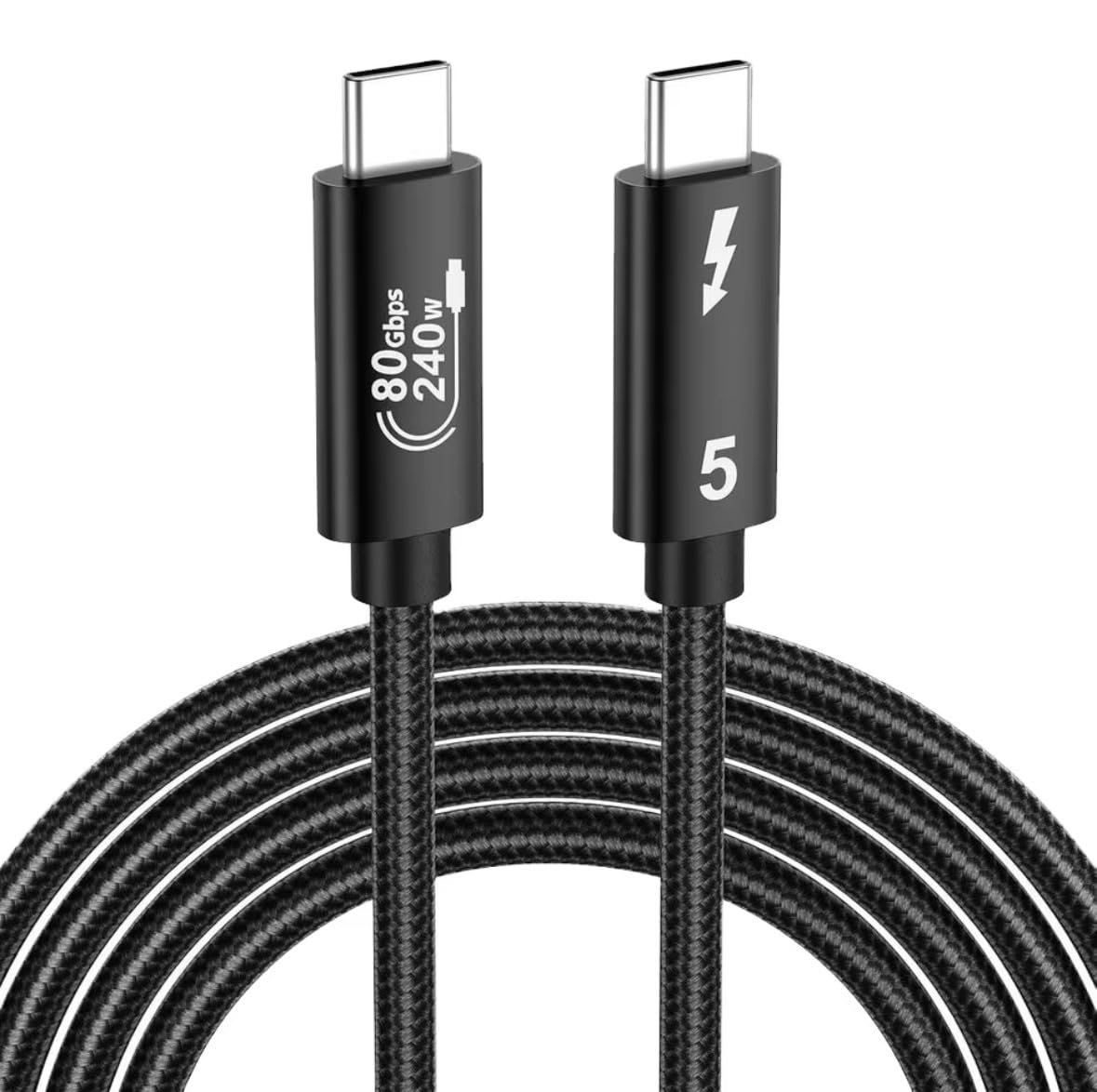 USB-C a USB-C 3ft, CONSEGNA di alimentazione 420W, trasferimento dati fino a 80 GBPS, supporto video UHD 16K, nero intrecciato