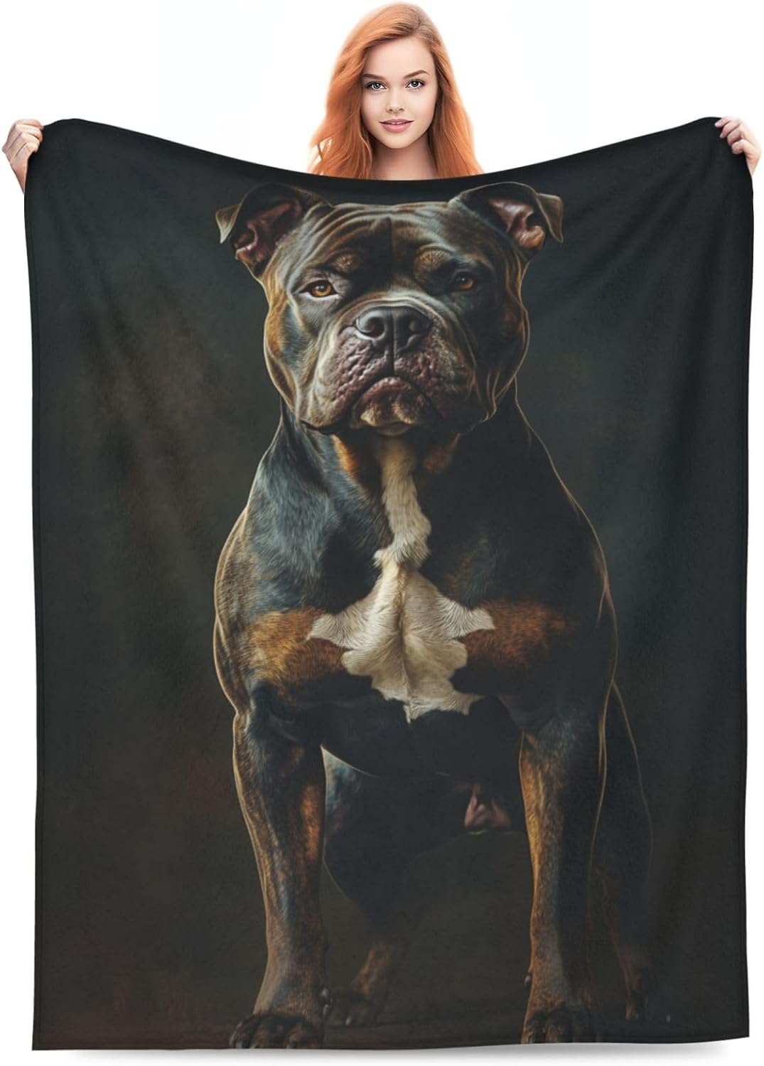 Pitbull Blanket Gifts for Kids Adult Women Men Lightweight Soft Pit-Bull Dog Puppy Flannel Throw Blankets Cozy for Pet Lovers Living Room Sofa Couch Bed Room All Season Decor 50x60in