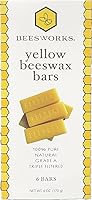Beesworks 100% Pure Yellow Beeswax Bars, 6oz (6x1oz) - Triple Filtered Cosmetic Grade for DIY Candles, Lip Balm, Lotion & Crafts