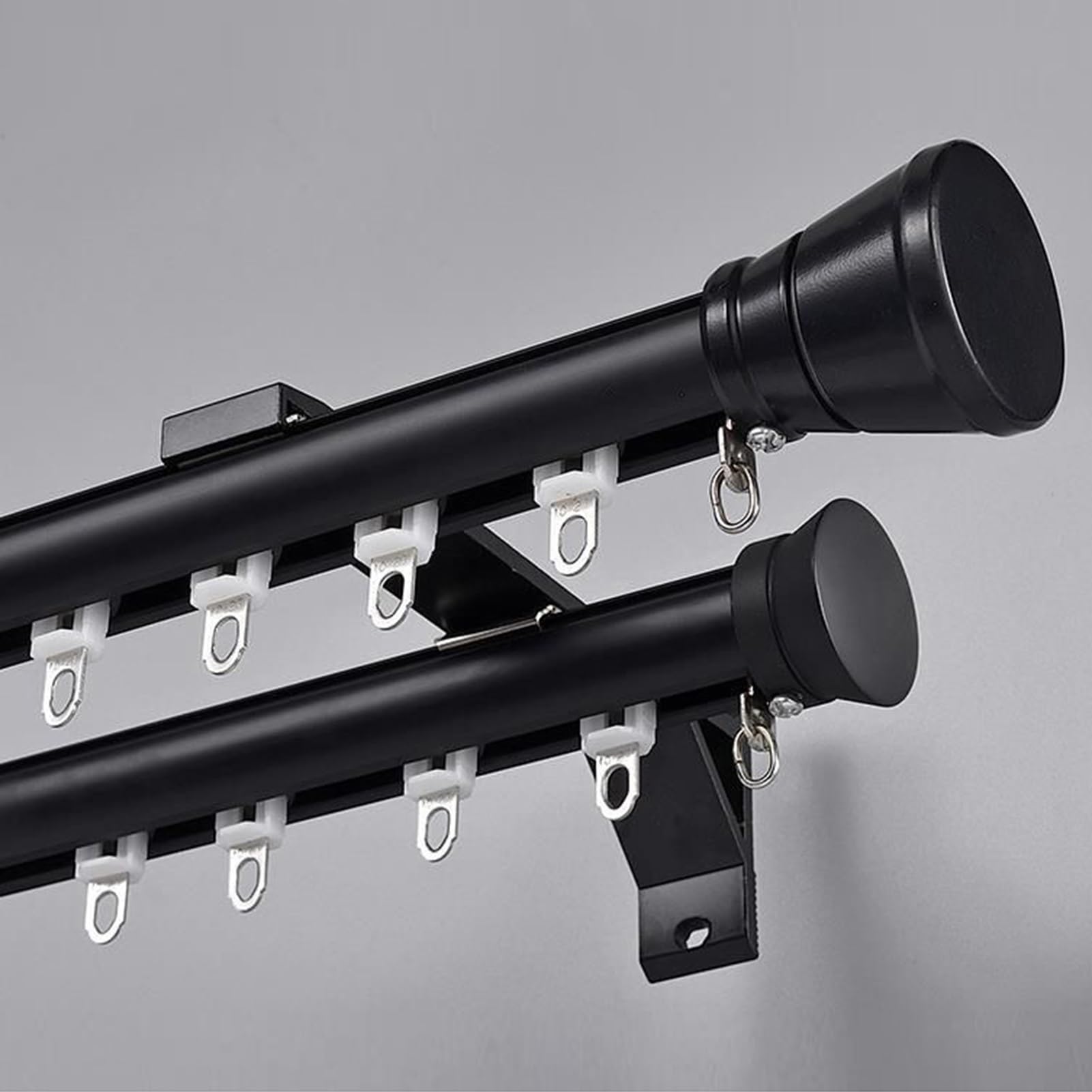 Bbhw Black Curtain Rail Double Curtain Track Wall Mounted, Decorative Bay Window Curtain Pole With Complete Kits, Home Balcony Living Room Drapes Rod Double Rails (Color : Size : 3M (9.8Ft))