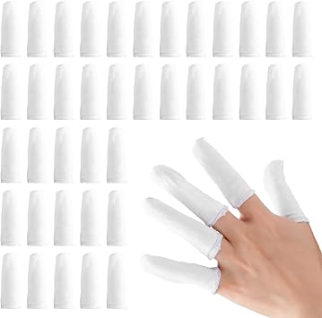 200 Pcs Cotton Finger Cots Small Finger Guards Hand Thumb Fingertips Sleeves Protector by EORTA, Comfortable, Breathable, Absorb Sweat, Reusable, Protect the Wound from Infection, White, Very Small