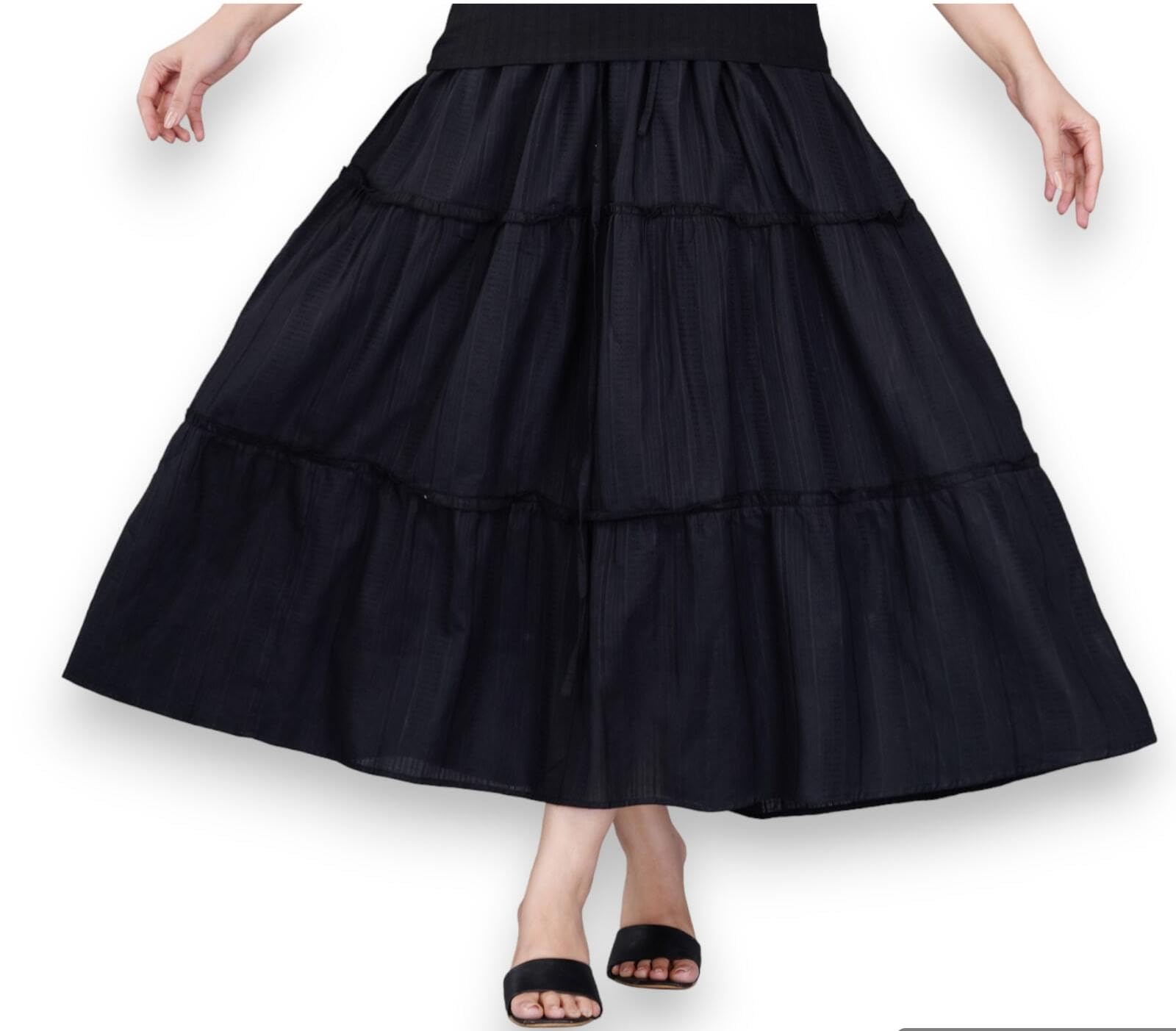 cloth bites Cotton Long Ruffle Skirt for Women, Summer Wear Comfortable Midi Skirts for Women-picture-32