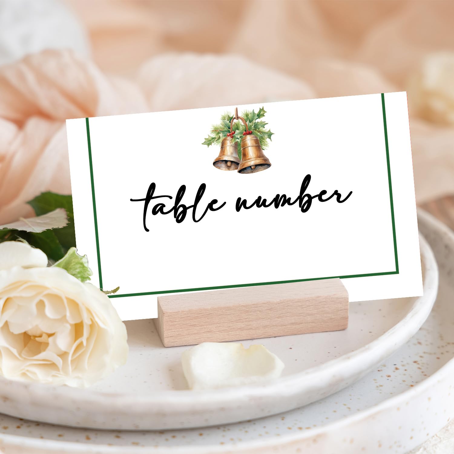 Weihnachtliche Tischkarten für den Tisch, Weihnachtsglocke, Zeltkarten, Dekoration für Brautpartys, Babypartys, Empfangsdekorationen, Winterurlaub-Platzkarten, 25 Stück