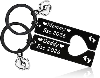 Pregnancy Announcement Jewelry Keychain Set Mother to Be Gift New Parents Gift First Time Mom Keepsake Daddy to Be Present First Time Dad Present Soon to be Mommy Daddy Keychain Set Jewelry