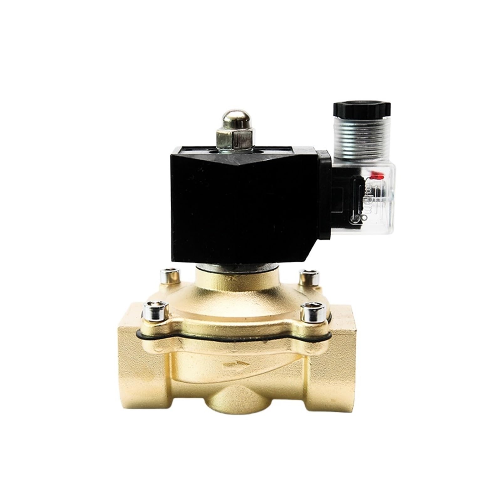 UWUKCJOKQ 1/2" 1" 2" Inch 2 Way Waterproof Solenoid water 220V 12V 24V 110V Brass Normally Closed With LED Indicator(12VDC-NORMALLY CLOSED,1 Inch)