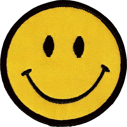 Smiley Face Embroidered Iron on Patch Smile Logo Happy Happiness Backpack Jacket Yellow