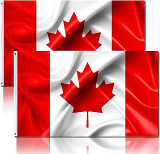 Canada Flag 2Pack 3x5 ft, Canadian Flag 100% Polyester Lightweight, Silk Printed, Bright and Vivid Colors, UV Fade Resistant Flying Banner