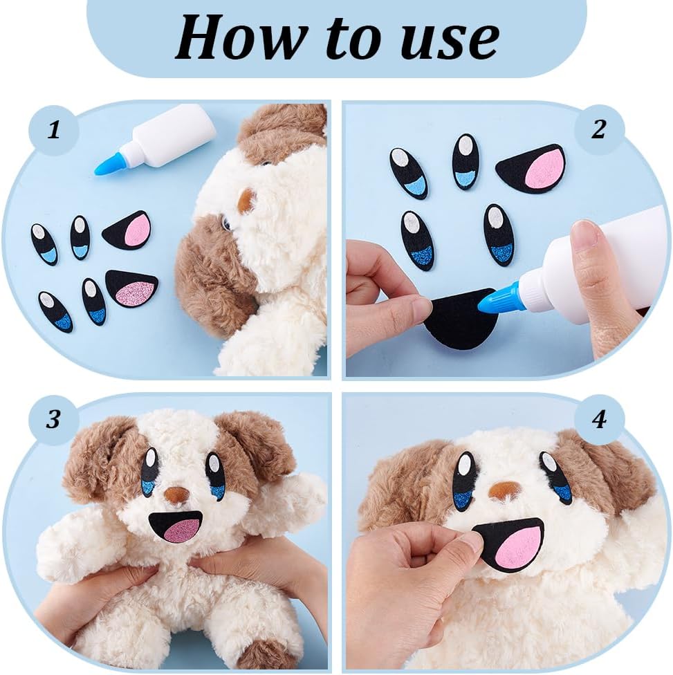 PH PandaHall 20 Sets 2 Colors Felt Eyes with Mouths, Colorful Oval Eye Kawaii Felt Mouth Crochet Eyes Patches Amigurumi Craft Eye for Plush Puppet Teddy Bear Crochet Animals Crafts Making