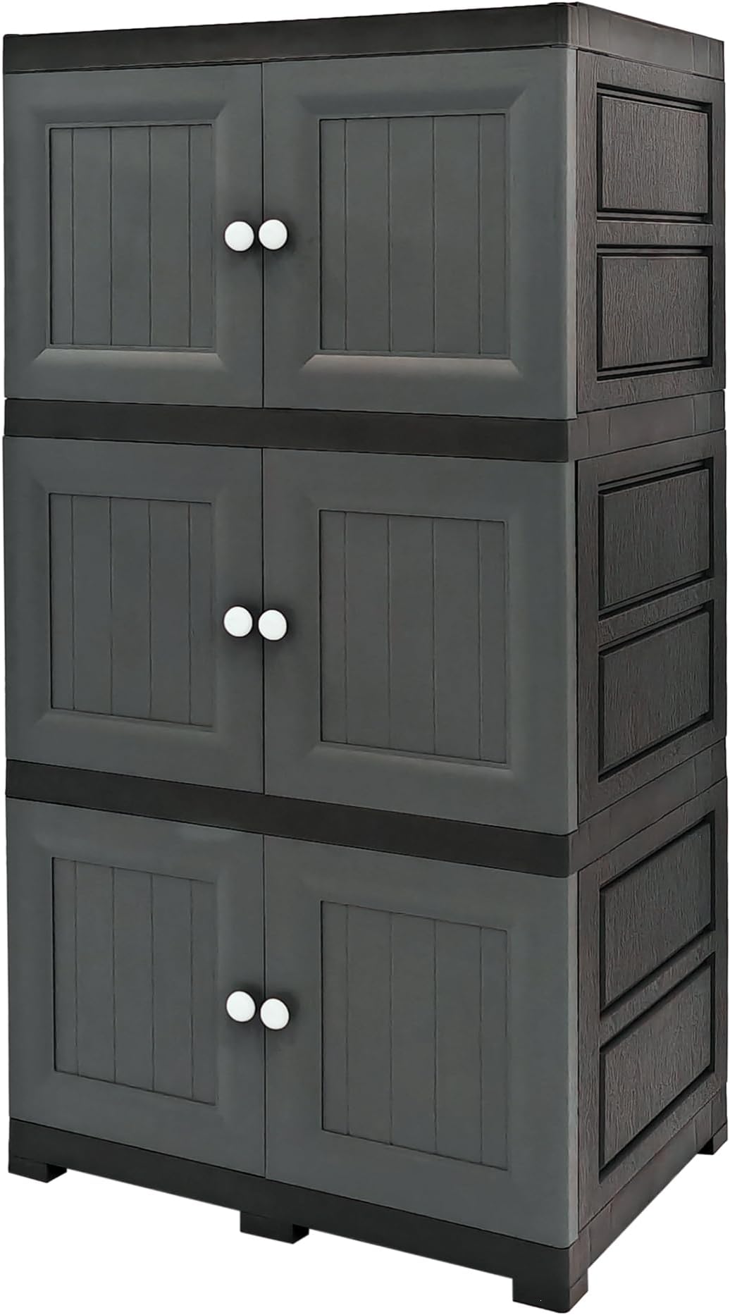 Multi-Purpose Plastic Storage Unit, Cupboard, Cabinet with 3 Extra Large Compartments, Modern Grey
