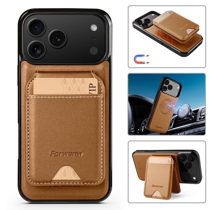 Étui iPhone 15 Pro vert en cuir magnétique pour ne plus perdre vos cartes - 2