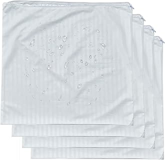 Kingnex 4 Pack Waterproof Feather Proof Striped Pillow Protectors Drool Proof 14"x26" or 16"x26" Pillow Cover