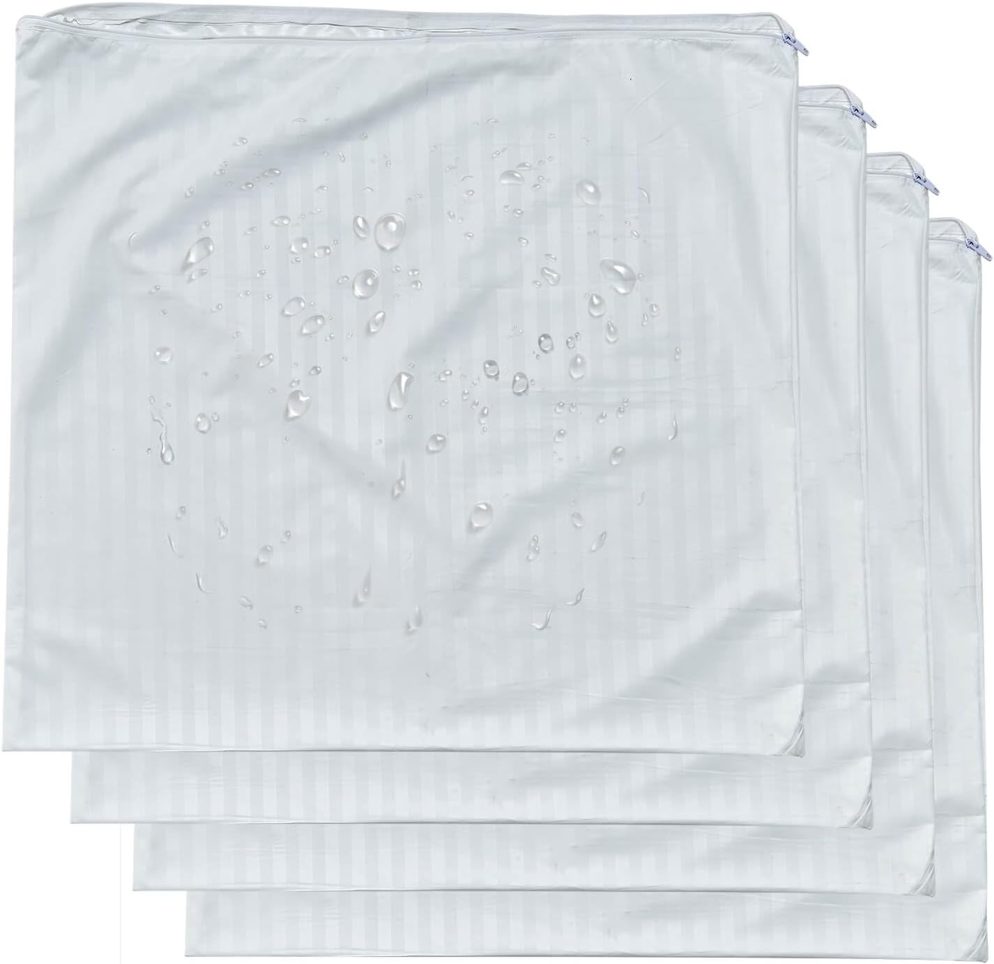 Kingnex 4 Pack Waterproof Feather Proof Striped Pillow Protectors Drool Proof 14"x26" or 16"x26" Pillow Cover