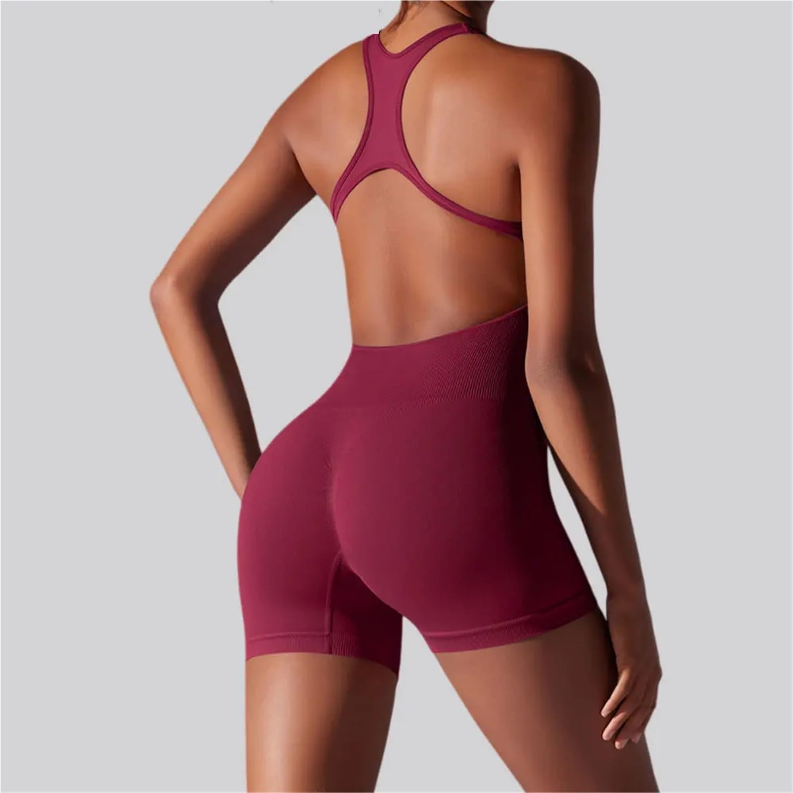 Body de Pilates, mono deportivo sin costuras, entrenamiento for correr, traje Yoga una pieza, pantalones cortos espalda, conjunto mameluco
