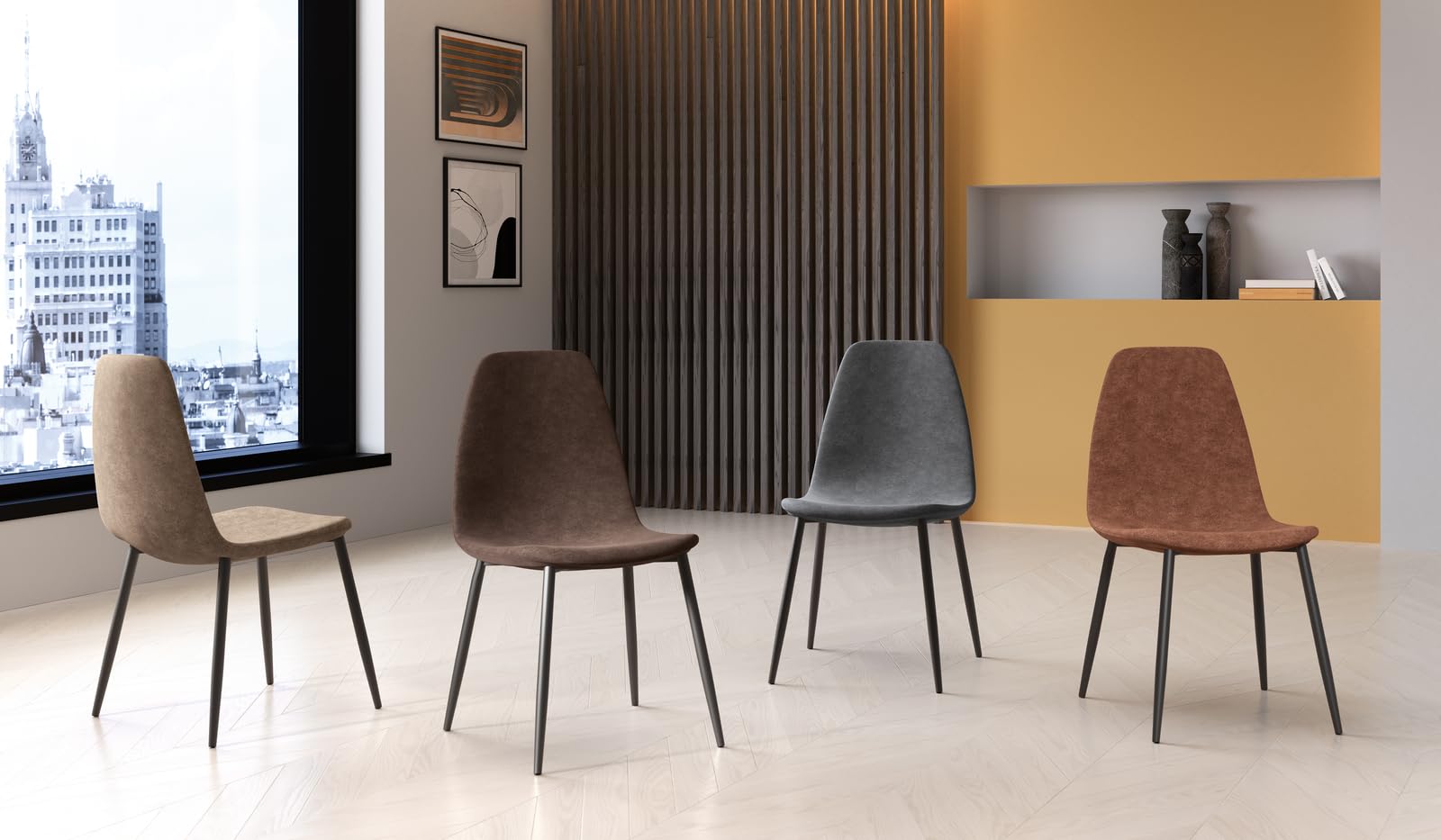 Chaise en simili cuir Stones H. 84cm au design minimaliste épuré