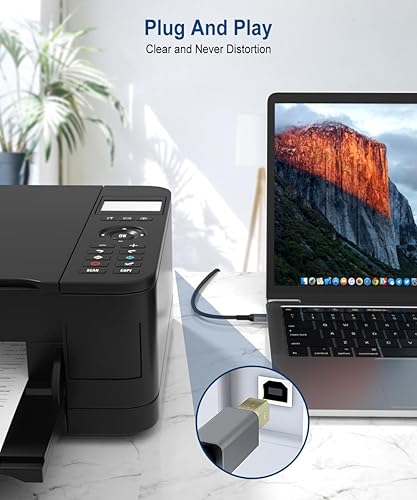 Miniatura 3 de Cable de impresora USB de 15 pies, cable de alta velocidad tipo A macho a B macho compatible con HP, Canon, Epson, Dell, Brother, Lexmark, Xerox,