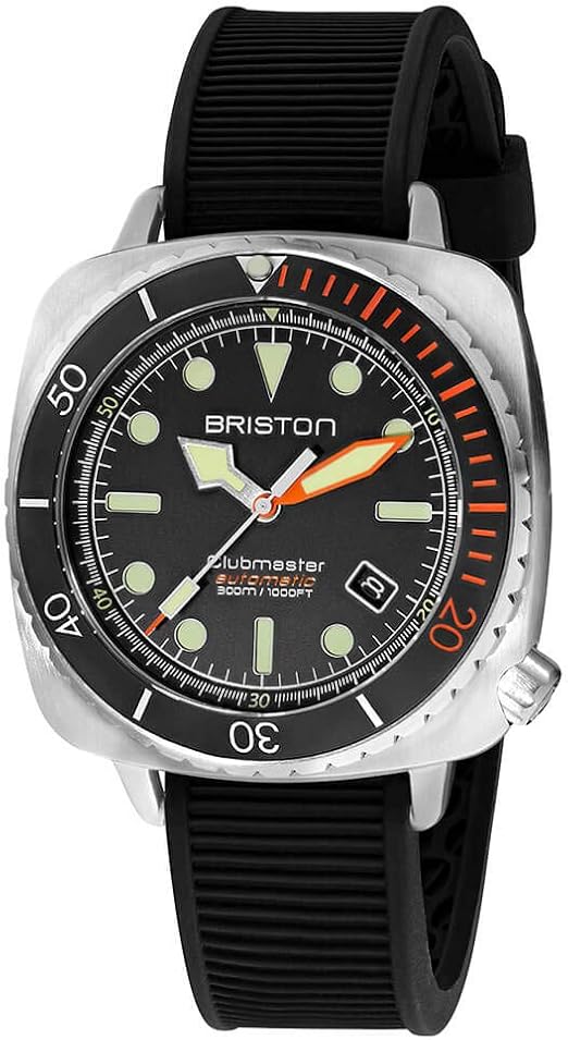 Briston Clubmaster Diver Pro Acciaio – HMS automatico – Bracciale in  silicone nero – Arancione : Amazon.it: Moda