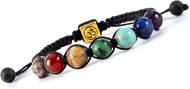 Farfume Chakra Bracelets for Women - Healing Crystals Bracelet Women Natural Gemstones Yoga Reiki Bangle- A Set of Double Bracelets
