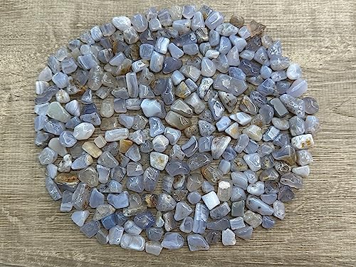 Image of GAF TREASURES 2 oz Lot Natural Blue Chalcedony Semi Tumbled Gemstone Chips, Crushed Mini Crystals, Undrilled Crystal Chips (Blue Chalcedony)