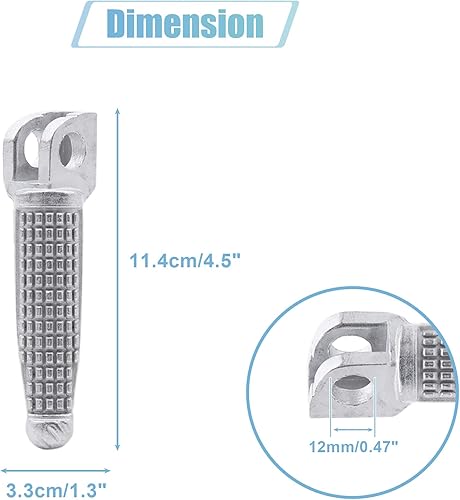 Miniatura 2 de uxcell 1 par de aleación de aluminio de 0.472 in reposapiés de motocicleta reposapiés reposapiés Peg Bike Bicicleta Ciclismo tono plateado para