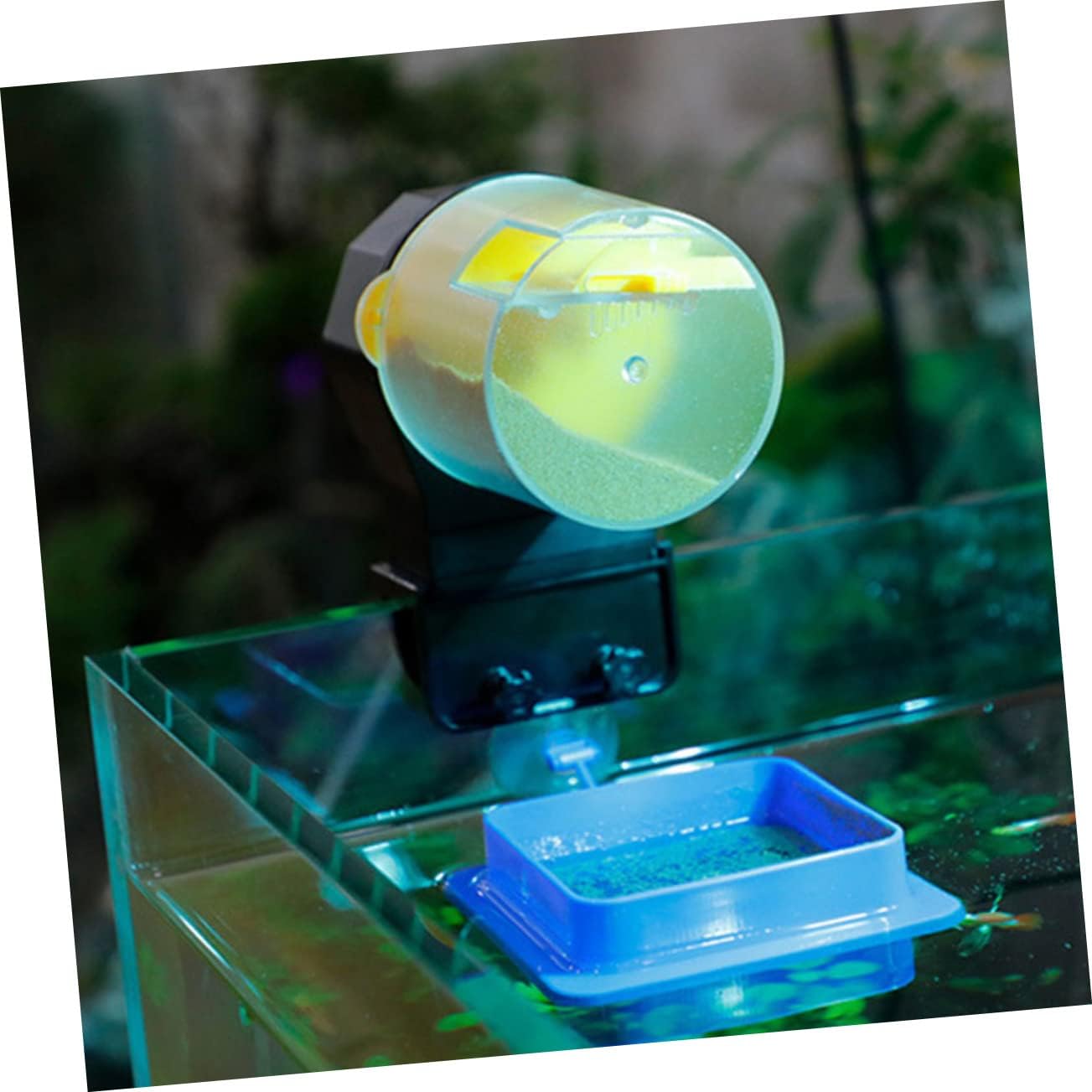 Happyyami 1set Automatic Fish Feeder Adjustable Timer for Aquariums Vacation Fish Dispenser for Betta More Suitable for Pellet Stick Flake Food No Batteries Required
