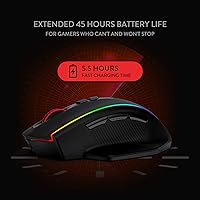 Vista 6 de Redragon M686 - Mouse inalámbrico para juegos, 16000 DPI con cableinalámbrico con sensor profesional, capacidad de potencia duradera de 45 horas