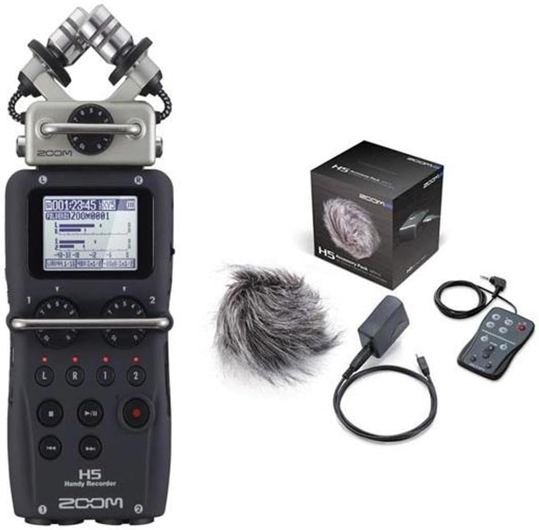 Zoom ZH5 Recorder with Interchangeable Microphone System - Bundle With Zoom Accessory Pack for H5