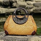 florero para bambu de la suerte ✅ Bag Amplio espacio de almacenamiento interno de la bolsa tejida de paja: puede contener muchas cosas aquí, un teléfono celular, una billetera y pequeños accesorios.