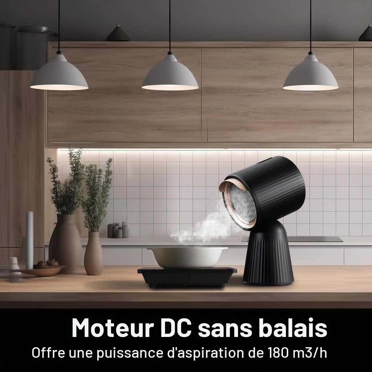 SNDOAS Hotte Aspirante Portable, Mini Hotte Aspirante 180 m³/h Puissance d'aspiration élevée, 3 Vitesses, Mode Recyclage avec Filtre à Charbon, Pour la Cuisine en Plein Air, Les Petites Cuisines