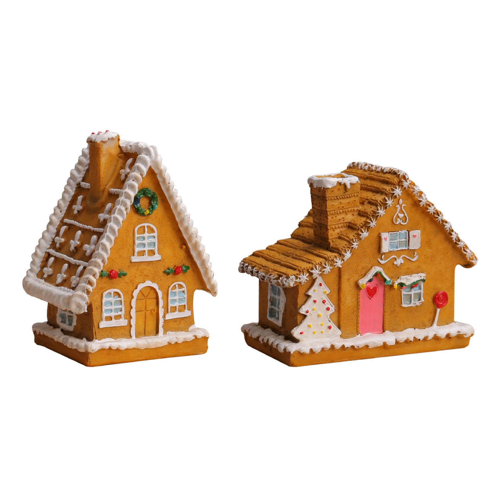 YROHGKPN Miniature Resin Christmas Village Houses with Soft LED Glowing for Tabletop Decorations and Holiday Tiny Design Festival Resin Houses Night Light