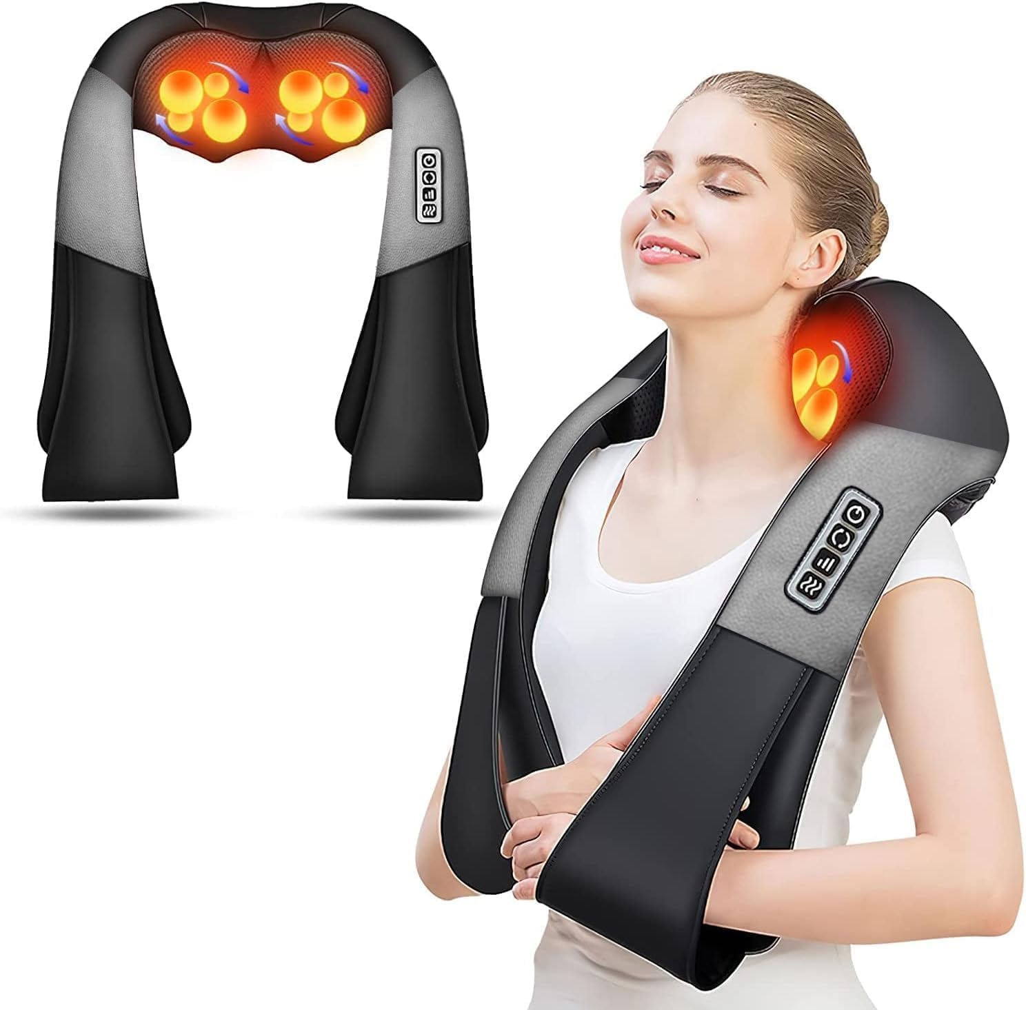 AERLANG Neck Massager with Heat, Back Massager Shiatsu Massager Deep Tissue Kneading Neck and Shoulder Massage, Electric Massage Gift Ideas for Christmas, Mother's Day, Father's Day, Birthday