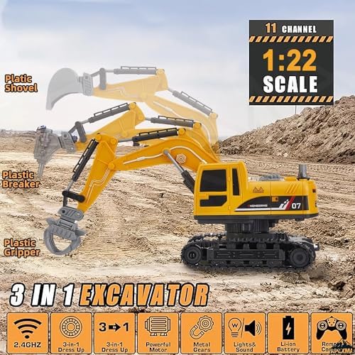 Oyuncak 2.4GHz Uzaktan Kumandalı Şarjlı Işıklı Buhar Atan Paletli Hareketli Kepçeli Rc Ekskavatör - Görsel 7