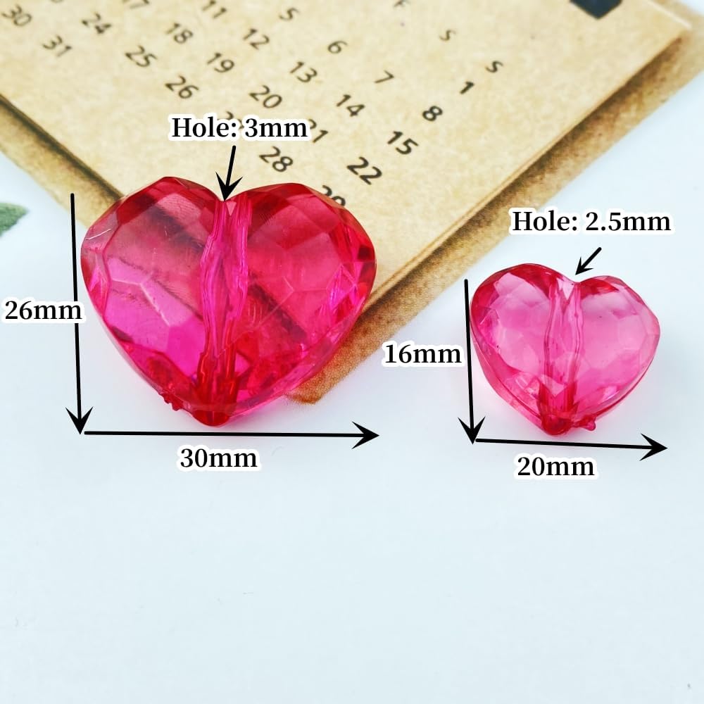 50pcs Acrylic Heart Beads 20mm Heart Shape Loose Bead for Making Bracelet Necklace Jewelry Making Craft(Watermelon Red) - Image 2