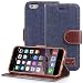 iPhone 6 Plus/6s Plus Wallet Case - Fosmon CADDY-JEANS Slim Leather Case with Inside Card Slots for Apple iPhone 6 Plus/6s Plus (5.5") - Dark Blue
