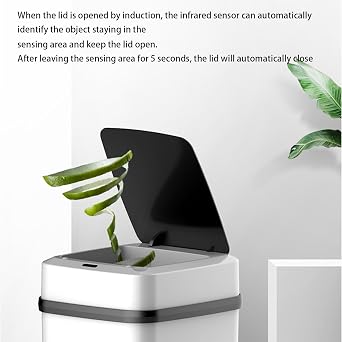 Automatic Sensor Trash Can - Touchless Garbage Bin, Electric Wastebasket with Lid | 13L Smart Trash Can, Perfect Addition to Living Room, Bedroom, Bathroom, and Kitchen for Clean, Hands Disposal