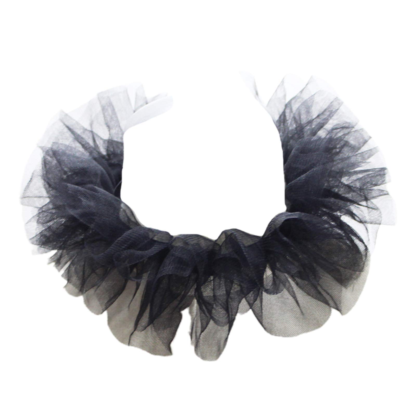 Wwhjr Unisex Black Women Mesh Layering Ruffle False Collar Ties Up Chokers Renaissances Small Neck Ruff Collar Shawl For Halloween Costume Clown Cosplay Costume Choker