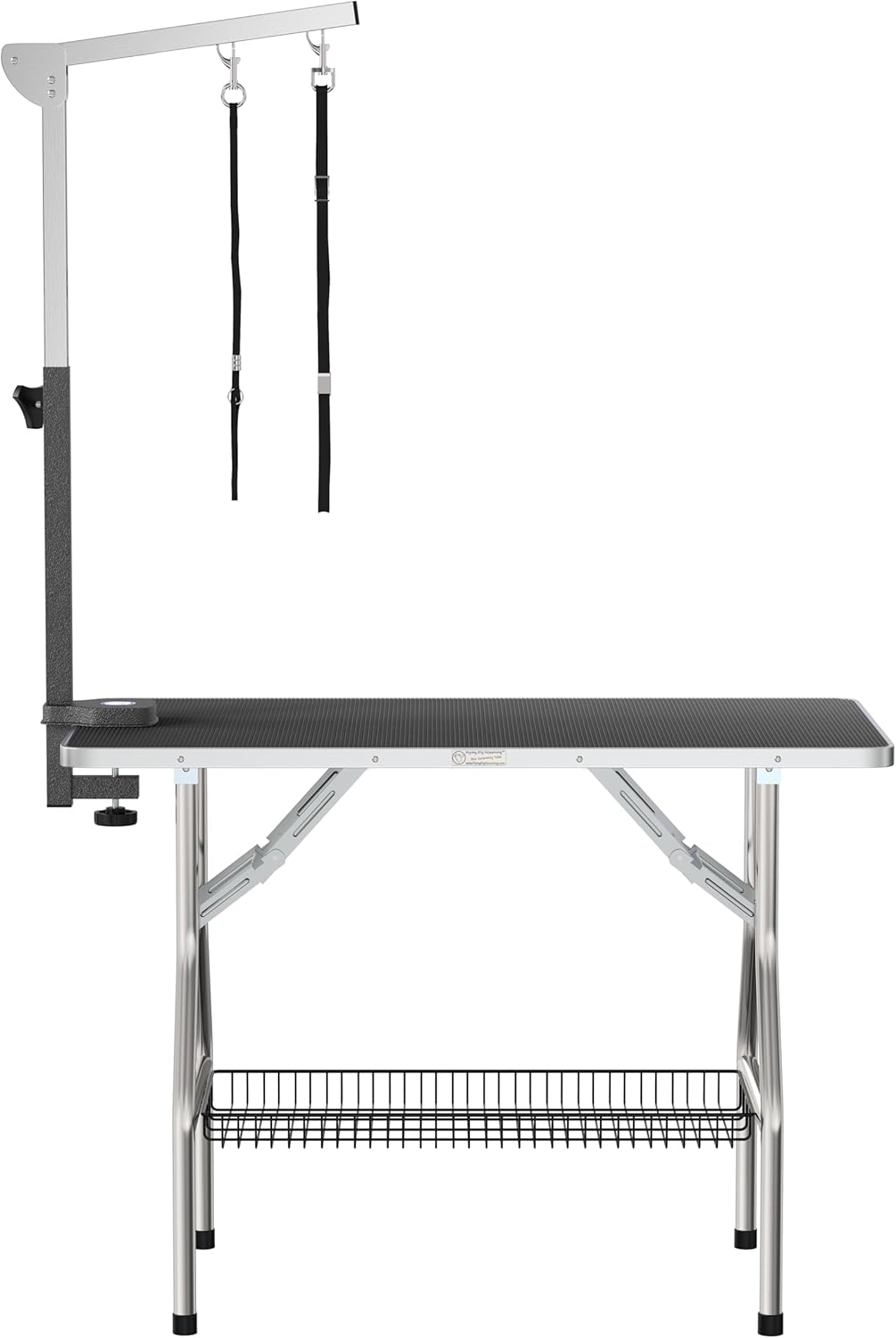 Flying Pig 38" Medium Size Heavy Duty Stainless Steel Frame Foldable Dog Pet Grooming Table (38x22, Black)