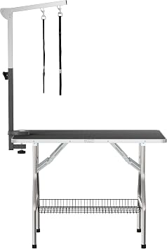 Flying Pig 38 Medium Size Heavy Duty Stainless Steel Frame Foldable Dog Pet Grooming Table (38x22, Black)