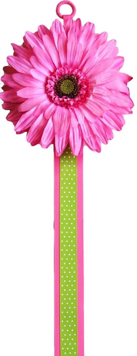 Funny Girl Designs Hair Bow and Headband Holder DELUXE Accessories Storage and Organizer with BLOOMING Daisy (Hot Pink Lime Green Dot)