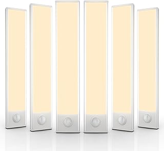 6 Pack Under Cabinet Lighting Wireless, 40 LED Rechargeable Battery Motion Sensor Light Indoor, Stick On Magnetic Closet Lights, Under Counter Lights for Kitchen, Stairs, Warm 10 in