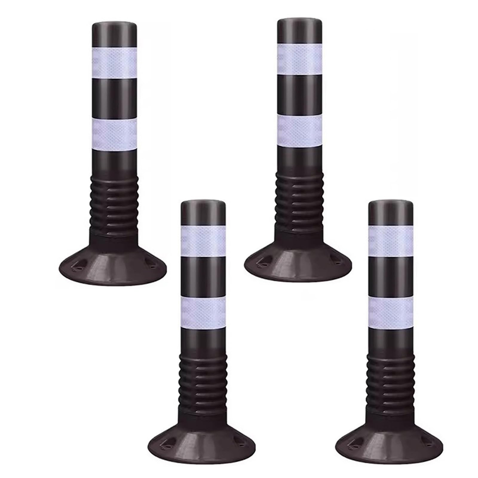 Conos/ Poste señalizacion trafico, Negro Blanco Conos De Aparcamiento, Barricada Reflectante De Seguridad Comercial Para La Calle, Calzada, Acera, Garaje, Al Aire Libre, Puerta De Entrada(4 Pack,H 75c
